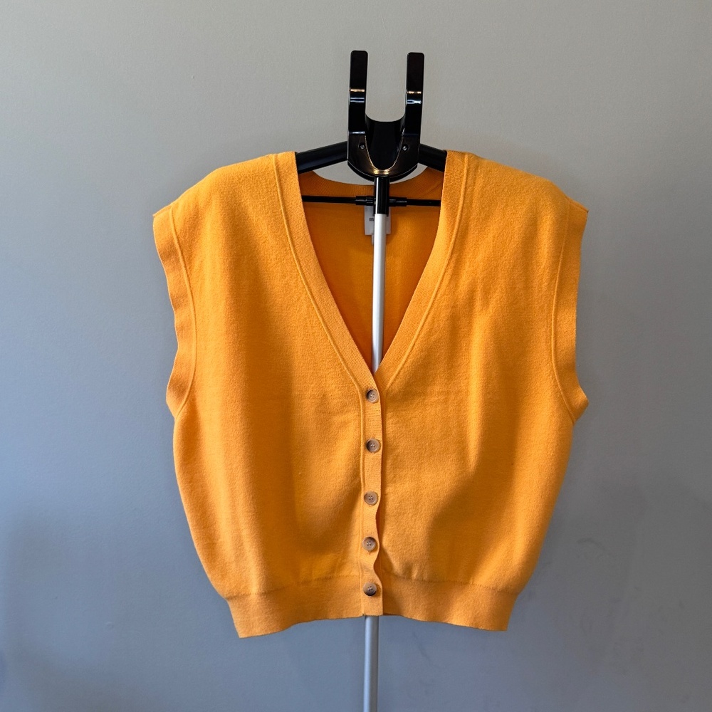 Maeve Button-Front Sweater Vest in Marigold – Size M